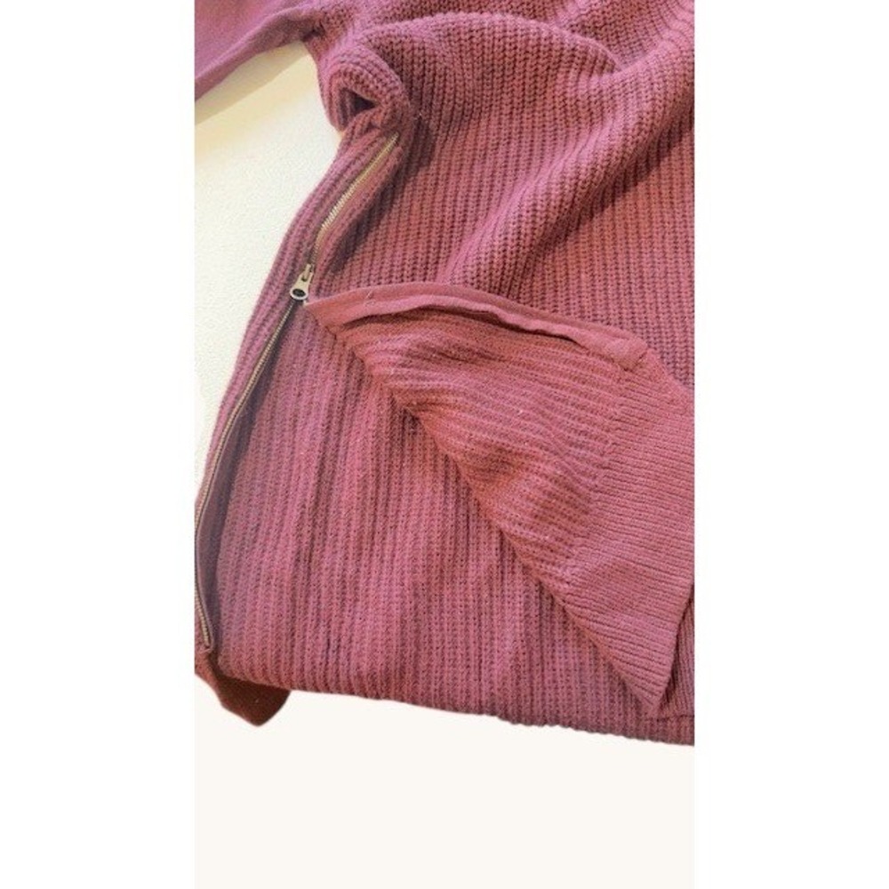 Halogen Ribbed Knit Sweater Dress Burgundy Mock Neck Side Zip Womens Medium - Picture 8 of 9